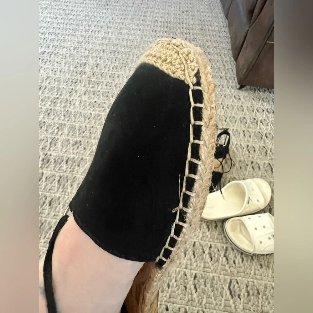 Black Forever 21 Espadrille Lace-Up Flats